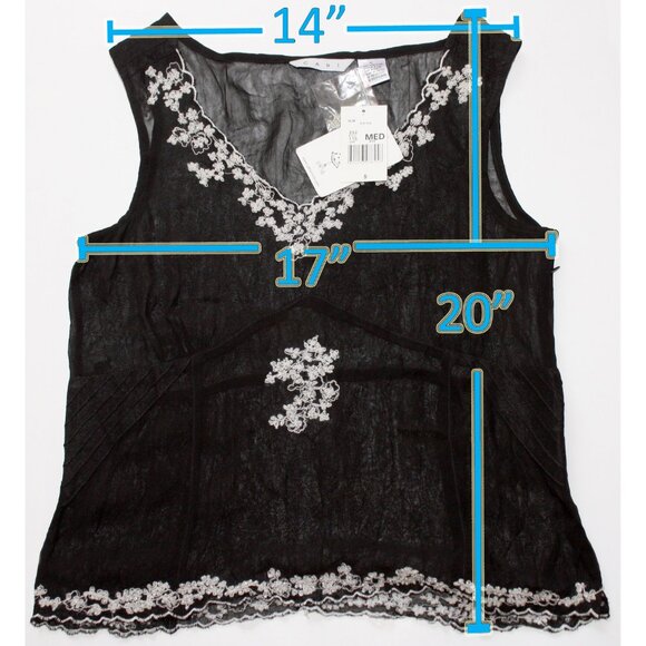 CAbi Black Sleeveless Blouse Top Viscose Laces Style #232 Medium Side Zipper New - Picture 4 of 6